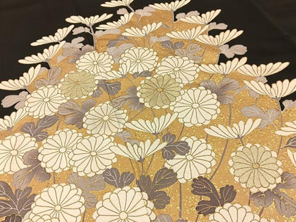 平和屋着物■豪華黒留袖　刺繍　菊　金彩　正絹　逸品　BAAY6599hj