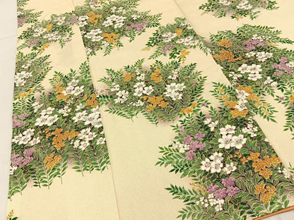 平和屋着物■上質な小紋　草花文　金彩　正絹　逸品　未使用　BAAY6603hj