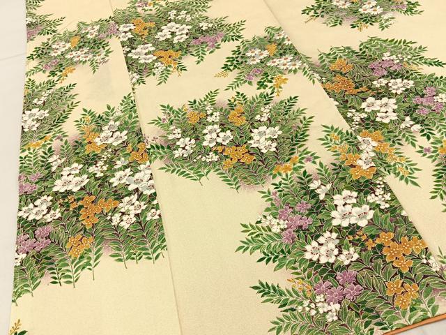 平和屋着物■上質な小紋　草花文　金彩　正絹　逸品　未使用　BAAY6603hj