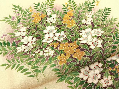 平和屋着物■上質な小紋　草花文　金彩　正絹　逸品　未使用　BAAY6603hj