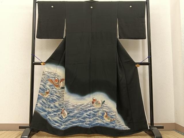 平和屋着物■豪華黒留袖　鴛鴦　金彩　正絹　逸品　BAAY6605hj