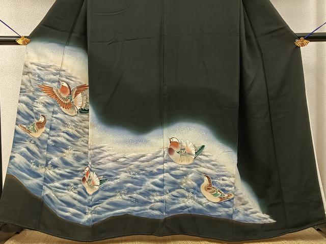 平和屋着物■豪華黒留袖　鴛鴦　金彩　正絹　逸品　BAAY6605hj