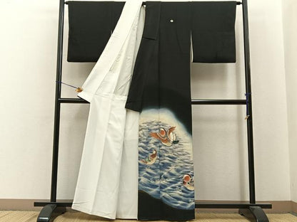平和屋着物■豪華黒留袖　鴛鴦　金彩　正絹　逸品　BAAY6605hj