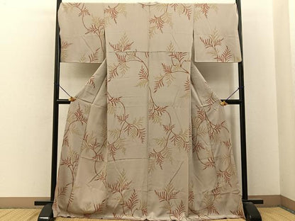 平和屋着物■上質な小紋　枝葉文　ロング丈　正絹　逸品　BAAY6609hj