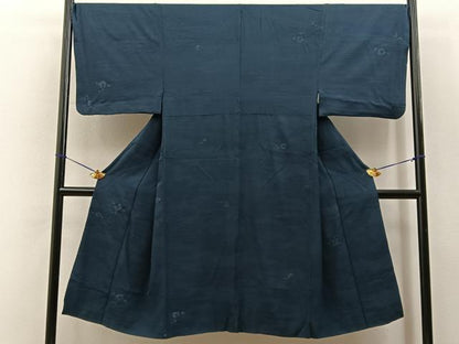 平和屋着物■男性　小紋　背抜き仕立て　草花文　正絹　逸品　BAAY6617hj
