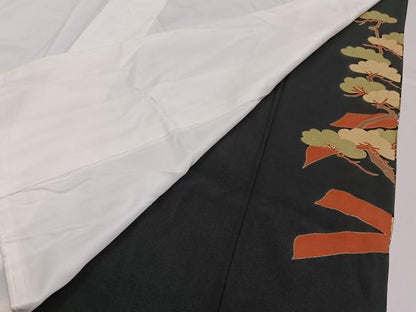 平和屋着物■豪華黒留袖　飛鶴鬘帯松文　金彩　正絹　逸品　BAAY6620hj