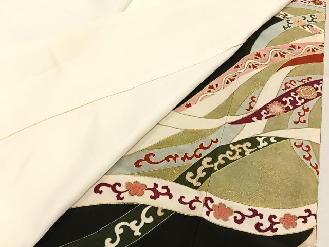 平和屋着物■豪華黒留袖　鬘帯花文　金彩　正絹　逸品　BAAY6623hj