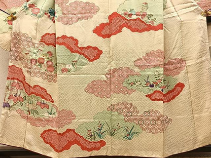 平和屋着物■豪華振袖　絞り　駒刺繍　雲取吉祥花文　金彩　正絹　逸品　BAAY6624hj