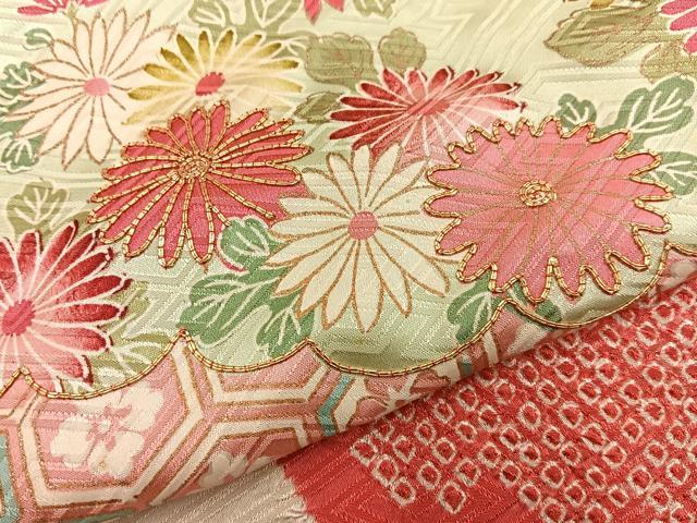 平和屋着物■豪華振袖　絞り　駒刺繍　雲取吉祥花文　金彩　正絹　逸品　BAAY6624hj