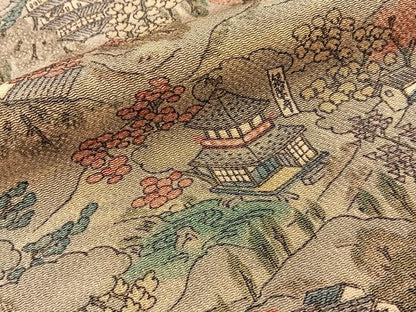 平和屋着物■上質な小紋　京名所風景文　鬼しぼ縮緬　正絹　逸品　BAAY6625hj