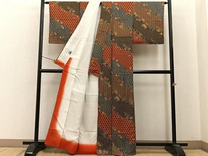 平和屋着物■日本のきもの研究家　三田村環　小紋　吉祥花文　金彩　正絹　逸品　未使用　BAAY6626hj