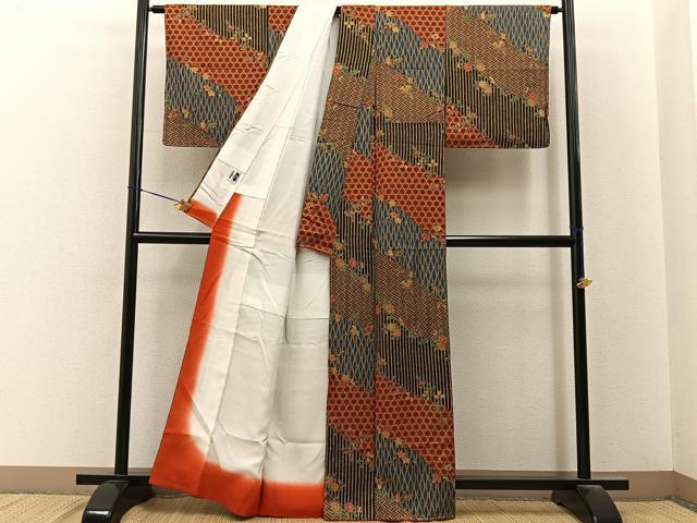 平和屋着物■日本のきもの研究家　三田村環　小紋　吉祥花文　金彩　正絹　逸品　未使用　BAAY6626hj