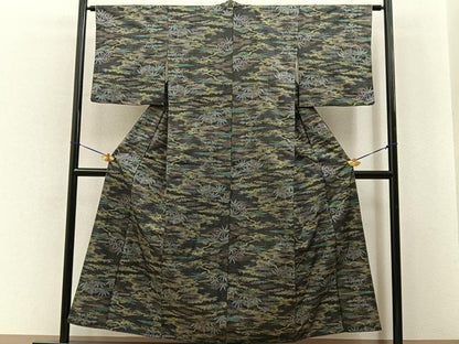 平和屋着物■本場大島紬　7マルキ　笹　正絹　逸品　BAAY6628hj