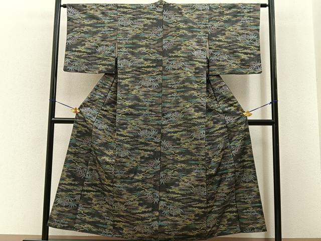 平和屋着物■本場大島紬　7マルキ　笹　正絹　逸品　BAAY6628hj