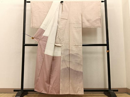 平和屋着物■訪問着　紬地　重ね山文　正絹　逸品　未使用　BAAY6630hj