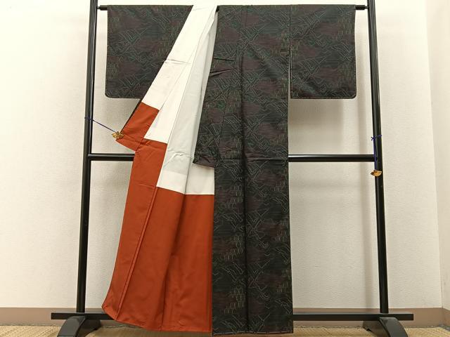 平和屋着物■本場大島紬　遠山吉祥文　正絹　逸品　未使用　BAAY6631hj