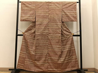 平和屋着物■上質な紬　縞　正絹　逸品　BAAY6637hj