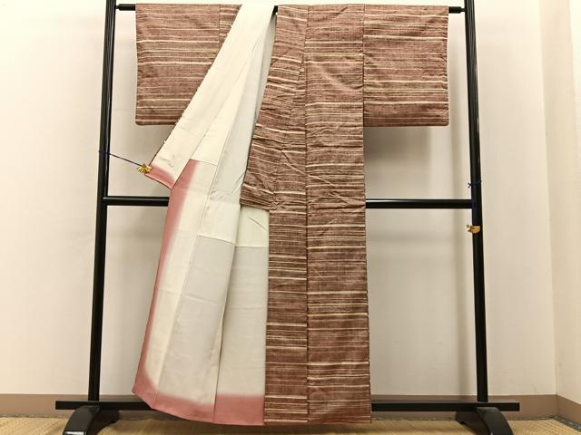 平和屋着物■上質な紬　縞　正絹　逸品　BAAY6637hj
