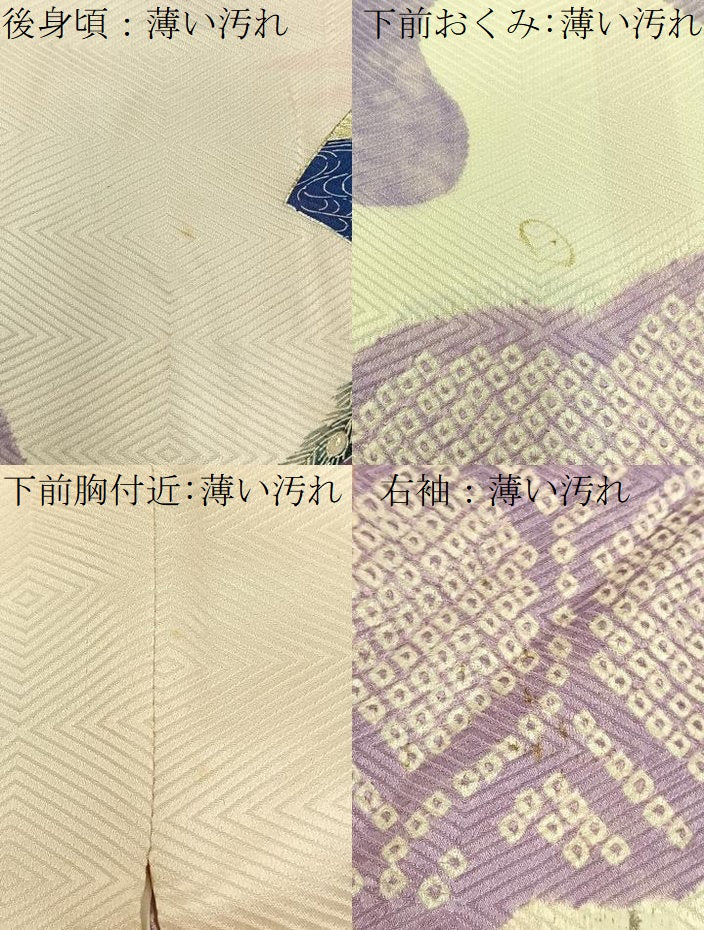 平和屋着物■訪問着　絞り　花鳥文　金銀彩　ロング丈　正絹　逸品　BAAY6638hj