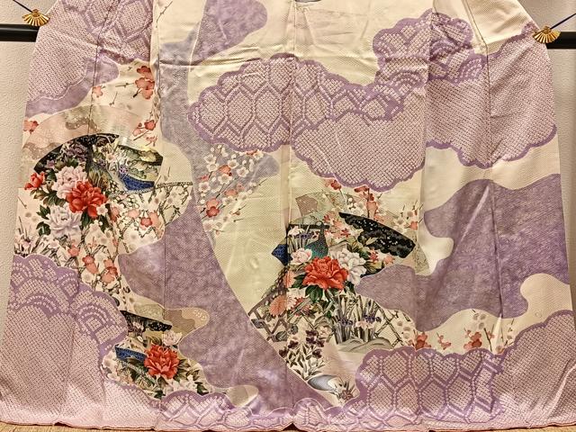 平和屋着物■訪問着　絞り　花鳥文　金銀彩　ロング丈　正絹　逸品　BAAY6638hj