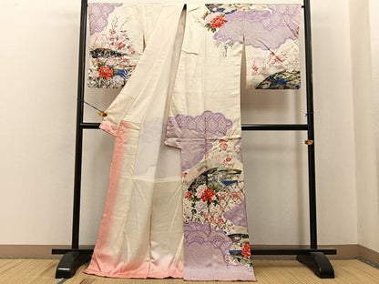 平和屋着物■訪問着　絞り　花鳥文　金銀彩　ロング丈　正絹　逸品　BAAY6638hj