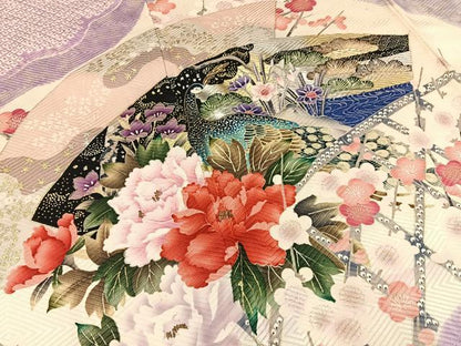 平和屋着物■訪問着　絞り　花鳥文　金銀彩　ロング丈　正絹　逸品　BAAY6638hj