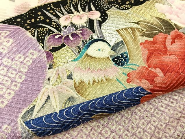平和屋着物■訪問着　絞り　花鳥文　金銀彩　ロング丈　正絹　逸品　BAAY6638hj