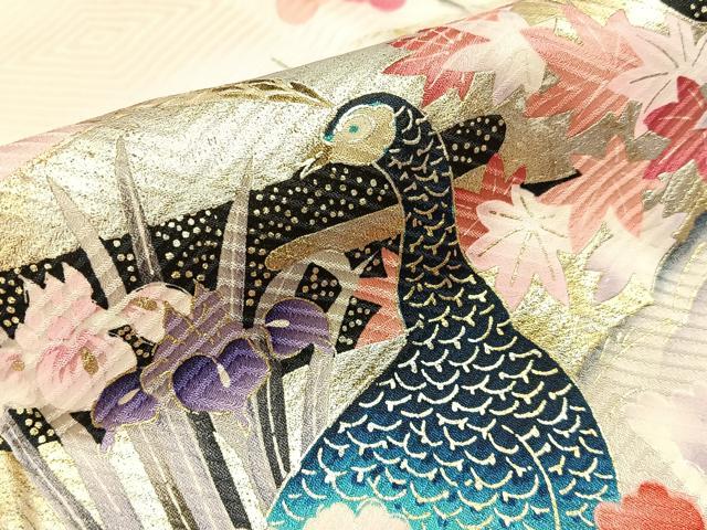 平和屋着物■訪問着　絞り　花鳥文　金銀彩　ロング丈　正絹　逸品　BAAY6638hj