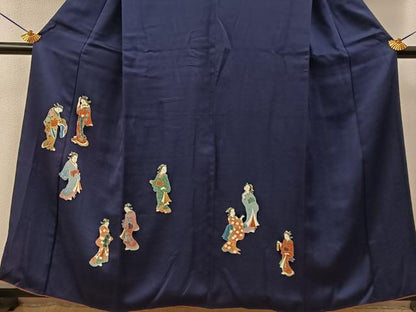 平和屋着物■訪問着　女人文　濃紺地　正絹　逸品　BAAY6640hj