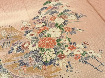 平和屋着物■訪問着　花車文　暈し染め　金銀彩　正絹　逸品　BAAY6641hj
