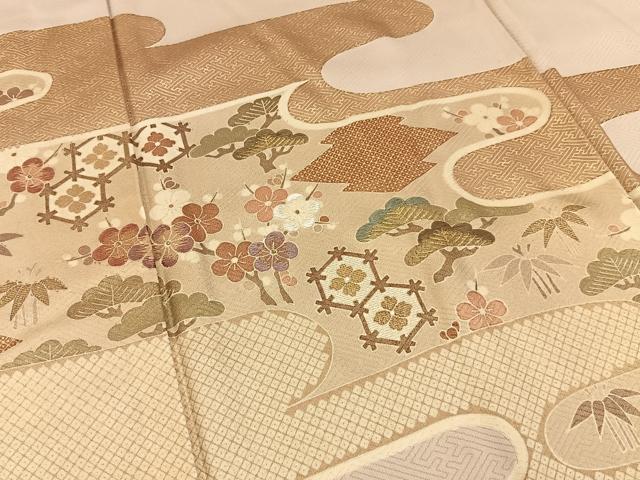 平和屋着物■豪華色留袖　作家物　刺繍　松竹梅　エ霞吉祥文　金彩　正絹　逸品　BAAY6642hj