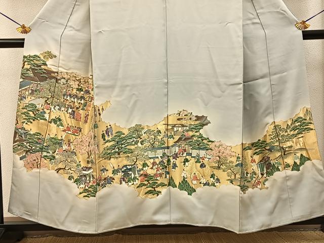 平和屋着物■豪華色留袖　寿光織　即位絵図　暈し染め　金糸　反端付き　正絹　逸品　BAAY6644hj