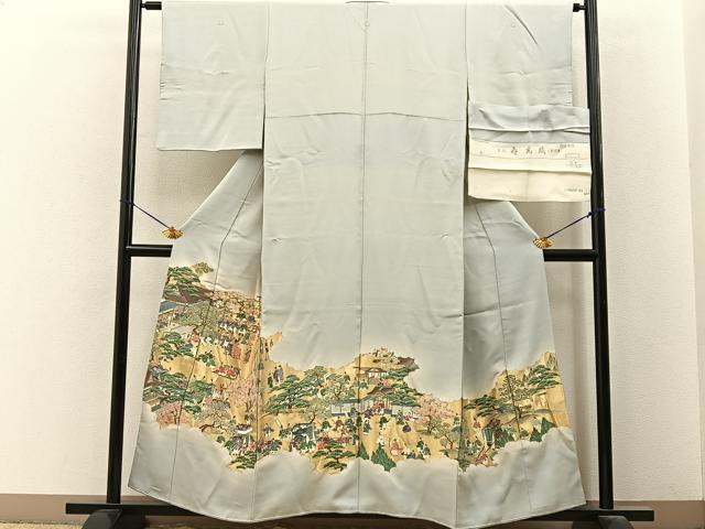 平和屋着物■豪華色留袖　寿光織　即位絵図　暈し染め　金糸　反端付き　正絹　逸品　BAAY6644hj