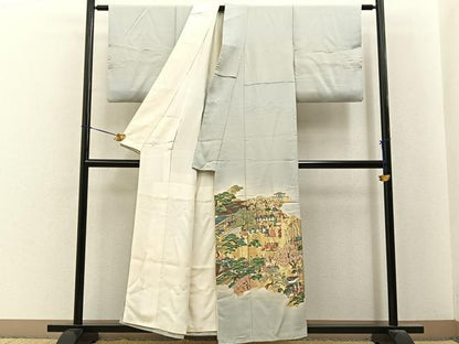 平和屋着物■豪華色留袖　寿光織　即位絵図　暈し染め　金糸　反端付き　正絹　逸品　BAAY6644hj