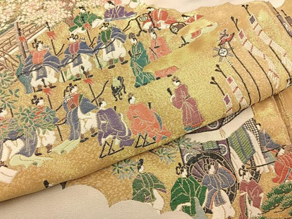 平和屋着物■豪華色留袖　寿光織　即位絵図　暈し染め　金糸　反端付き　正絹　逸品　BAAY6644hj