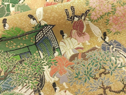 平和屋着物■豪華色留袖　寿光織　即位絵図　暈し染め　金糸　反端付き　正絹　逸品　BAAY6644hj