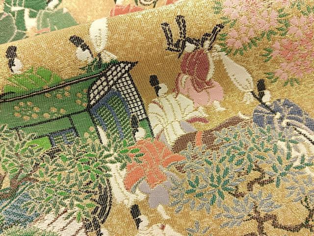 平和屋着物■豪華色留袖　寿光織　即位絵図　暈し染め　金糸　反端付き　正絹　逸品　BAAY6644hj
