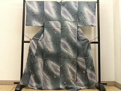 平和屋着物■上質な小紋　舞花文　暈し染め　正絹　逸品　BAAY6645hj