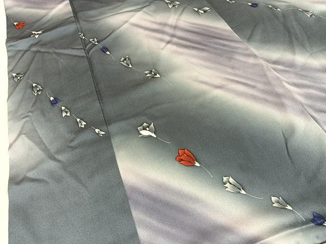 平和屋着物■上質な小紋　舞花文　暈し染め　正絹　逸品　BAAY6645hj