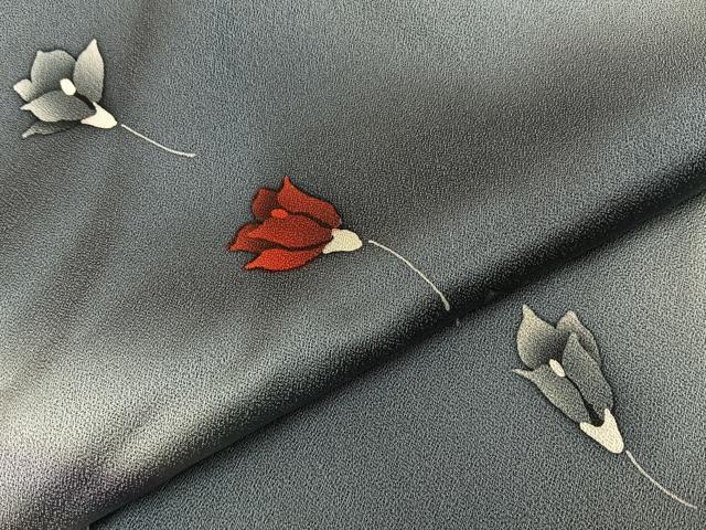 平和屋着物■上質な小紋　舞花文　暈し染め　正絹　逸品　BAAY6645hj