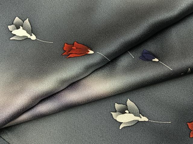 平和屋着物■上質な小紋　舞花文　暈し染め　正絹　逸品　BAAY6645hj