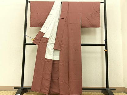 平和屋着物■上質な色無地　茶色　正絹　逸品　未使用　BAAY6646hj