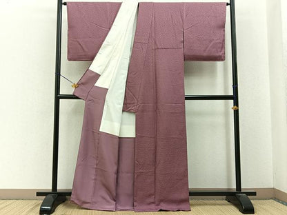 平和屋着物■上質な色無地　堅牢染　風花　蘇芳香色　反端付き　正絹　逸品　BAAY6647hj