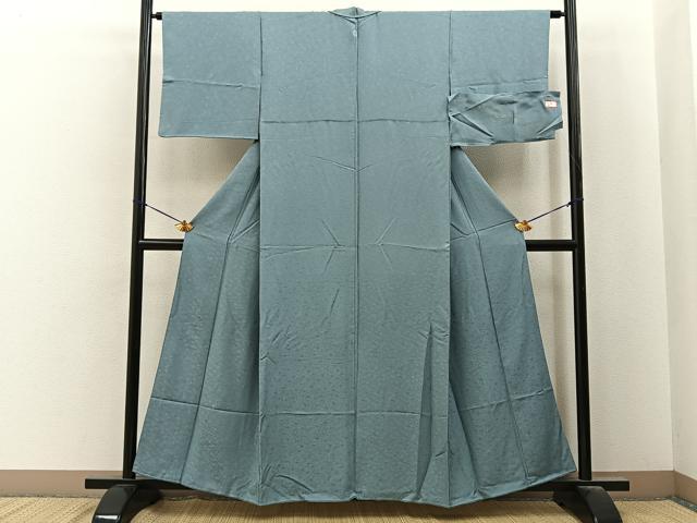 平和屋着物■上質な色無地　紋ふぶき　青磁鼠色　反端付き　正絹　逸品　BAAY6648hj