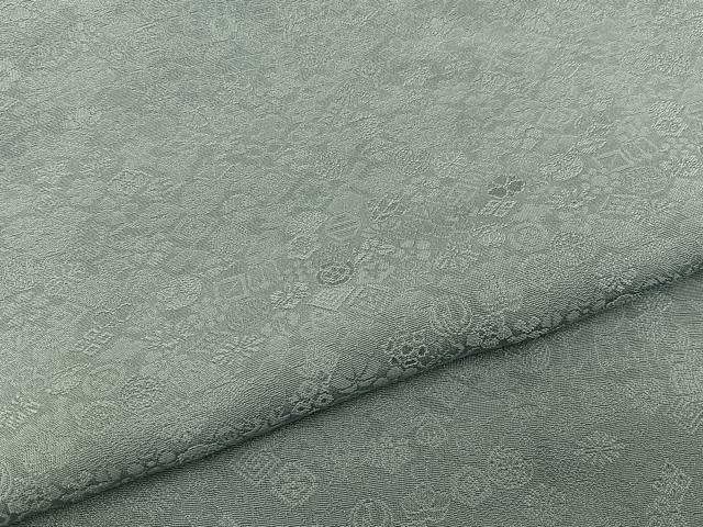 平和屋着物■上質な色無地　紋ふぶき　青磁鼠色　反端付き　正絹　逸品　BAAY6648hj