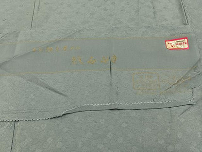 平和屋着物■上質な色無地　紋ふぶき　青磁鼠色　反端付き　正絹　逸品　BAAY6648hj