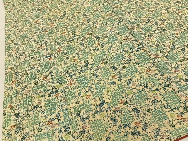 平和屋着物■上質な小紋　型染め　飛鳥蔦の葉文　鬼しぼ縮緬　正絹　逸品　BAAY6650hj