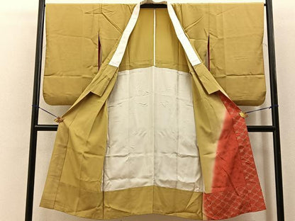 平和屋着物■長襦袢　無双仕立て　舞桜文　暈し染め　金彩　鈴乃屋扱い　正絹　逸品　BAAY6653hj