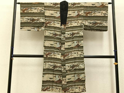 平和屋着物■男性　長襦袢　袷　虎・龍・鷹　BAAY6659hj