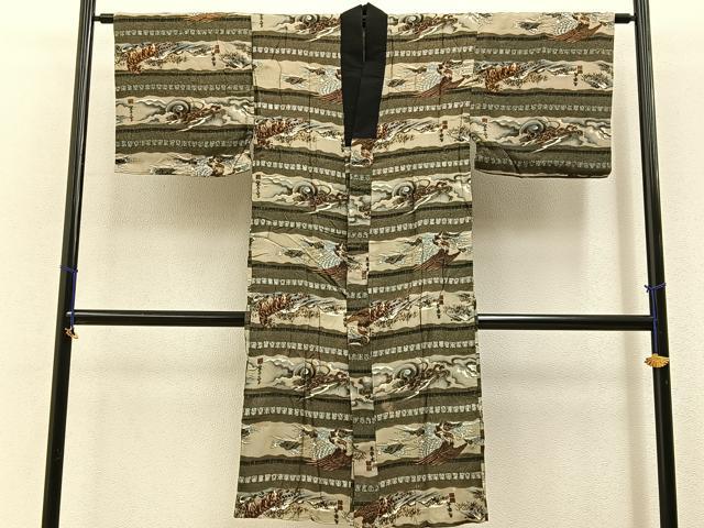 平和屋着物■男性　長襦袢　袷　虎・龍・鷹　BAAY6659hj